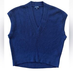 Banana Republic Chase Deep-V 100% Merino Wool Navy Sz L Sweater Vest Oversized